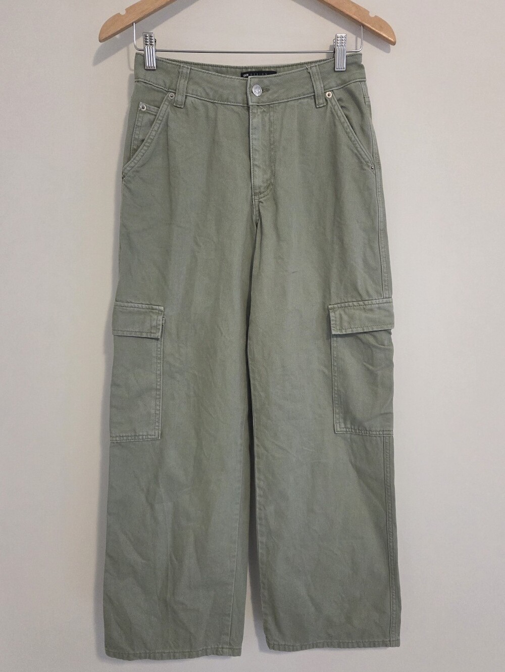 Asos Design Khaki Green Cargo Pants Wide Leg